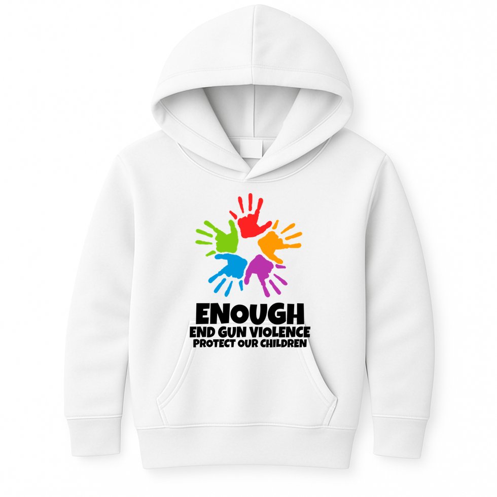 Enough End Gun Violence Protect Our Children Handprint Kids Hoodie