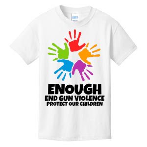 Enough End Gun Violence Protect Our Children Handprint Kids T-Shirt