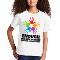 Enough End Gun Violence Protect Our Children Handprint Kids T-Shirt