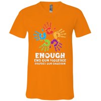 Enough End Gun Violence Protect Our Children Orange Mom Dad V-Neck T-Shirt