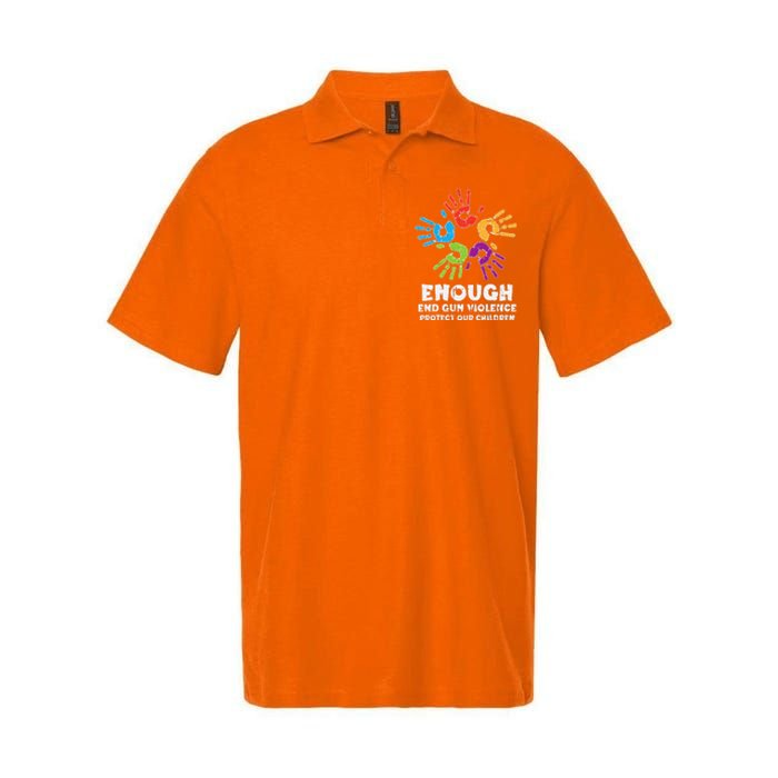 Enough End Gun Violence Protect Our Children Orange Mom Dad Softstyle Adult Sport Polo