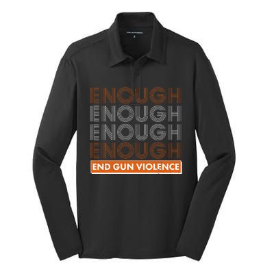 Enough End Gun Violence Silk Touch Performance Long Sleeve Polo