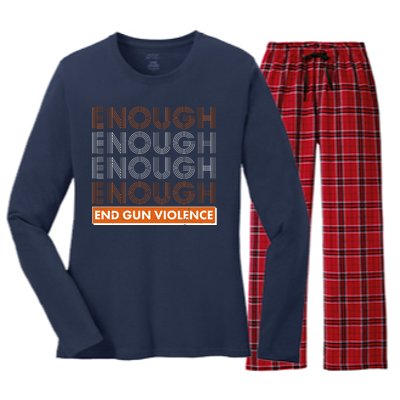 Enough End Gun Violence Women's Long Sleeve Flannel Pajama Set 