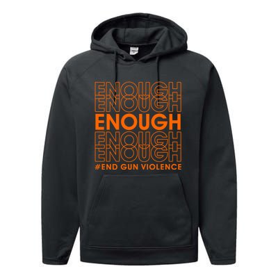 Enough End Gun Violence Protect Our Children Orange Performance Fleece Hoodie