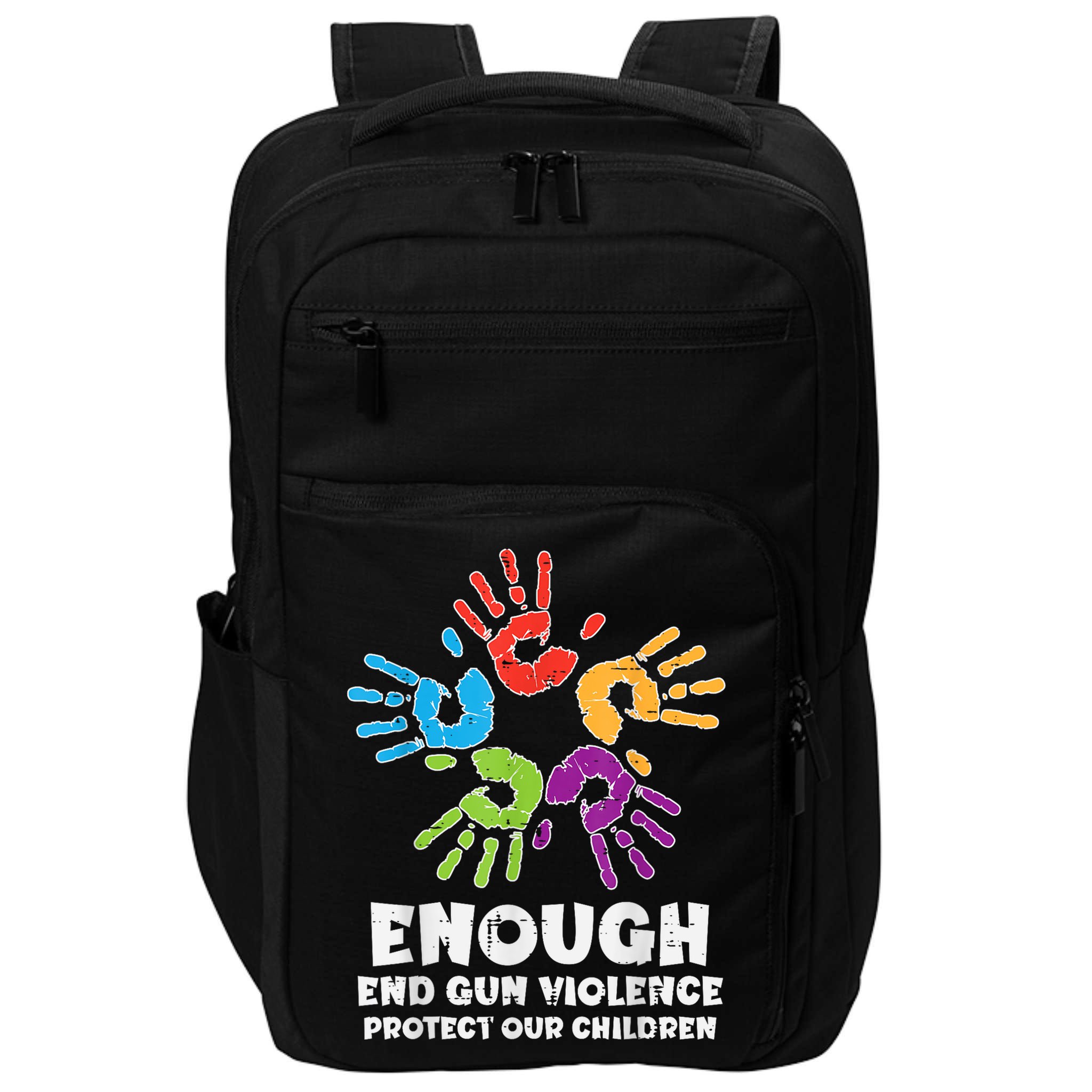 Enough End Gun Violence Protect Our Children Orange Mom Dad Impact Tech Backpack