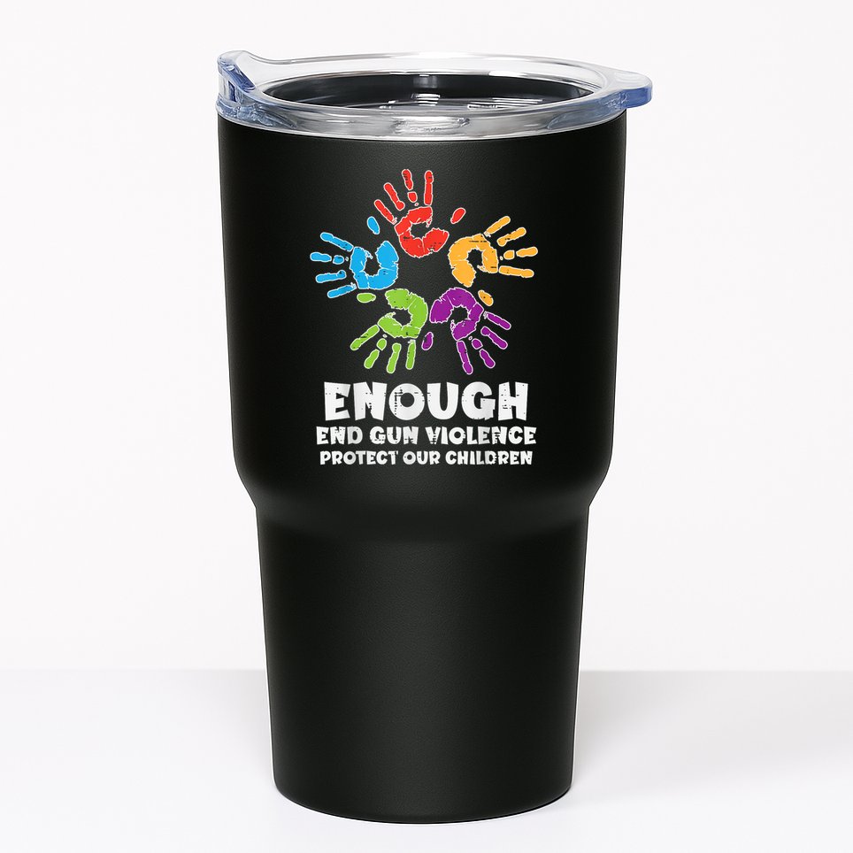 Enough End Gun Violence Protect Our Children Orange Mom Dad Tumbler
