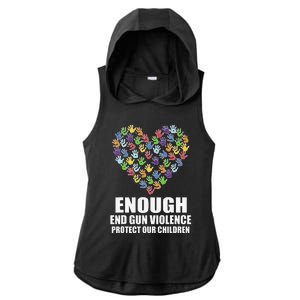 Enough End Gun Violence Protect Our Children Orange Mom Dad Ladies PosiCharge Tri-Blend Wicking Draft Hoodie Tank