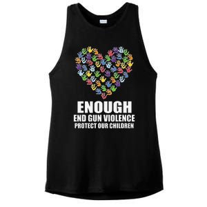 Enough End Gun Violence Protect Our Children Orange Mom Dad Ladies PosiCharge Tri-Blend Wicking Tank