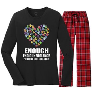 Enough End Gun Violence Protect Our Children Orange Mom Dad Women's Long Sleeve Flannel Pajama Set 