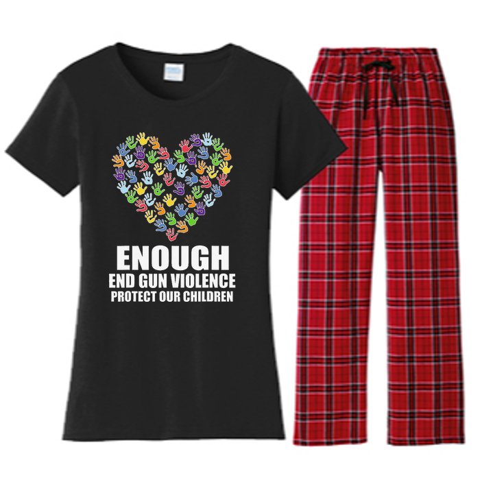 Enough End Gun Violence Protect Our Children Orange Mom Dad Women's Flannel Pajama Set