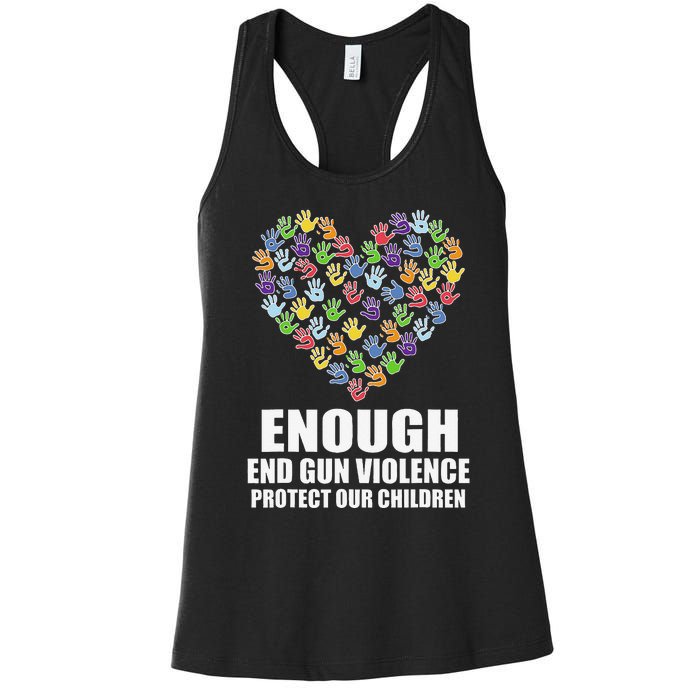 Enough End Gun Violence Protect Our Children Orange Mom Dad Women's Racerback Tank