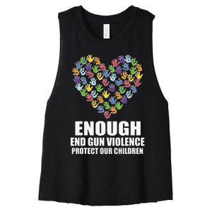 Enough End Gun Violence Protect Our Children Orange Mom Dad Women's Racerback Cropped Tank