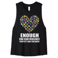 Enough End Gun Violence Protect Our Children Orange Mom Dad Women's Racerback Cropped Tank