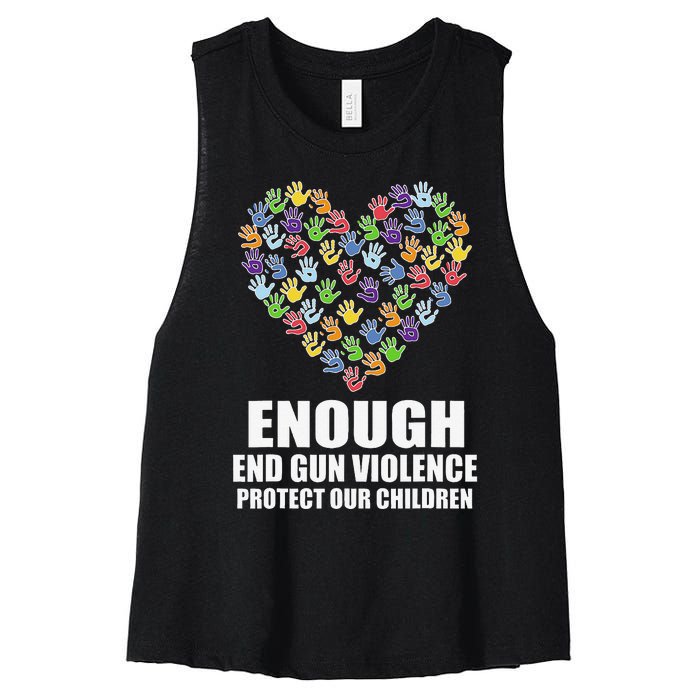 Enough End Gun Violence Protect Our Children Orange Mom Dad Women's Racerback Cropped Tank