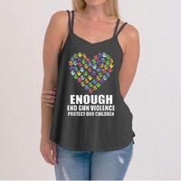 Enough End Gun Violence Protect Our Children Orange Mom Dad Women's Strappy Tank