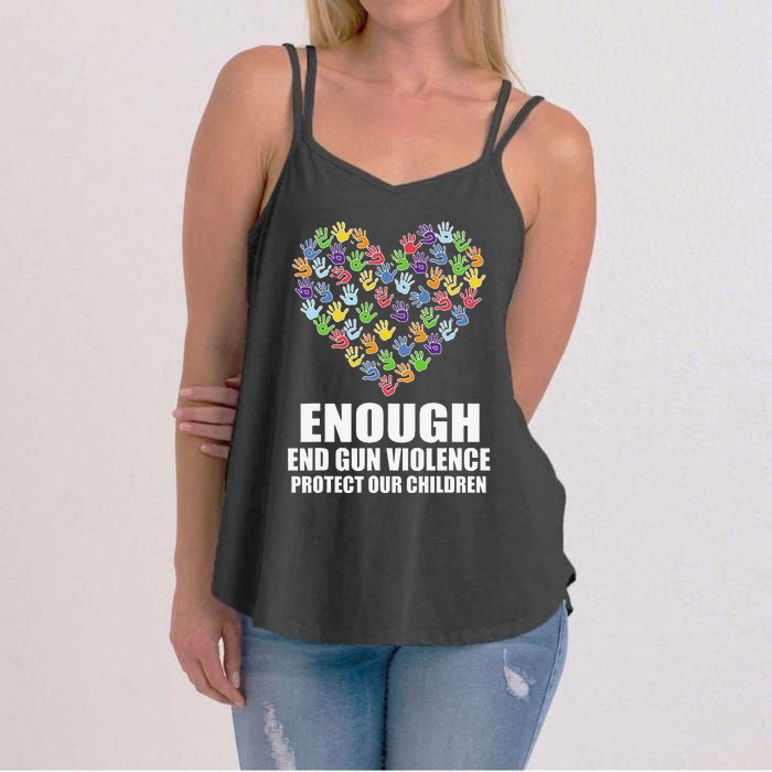 Enough End Gun Violence Protect Our Children Orange Mom Dad Women's Strappy Tank