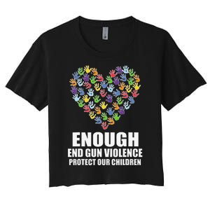 Enough End Gun Violence Protect Our Children Orange Mom Dad Women's Crop Top Tee