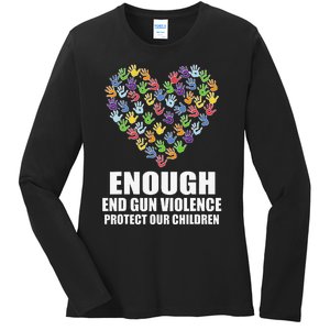 Enough End Gun Violence Protect Our Children Orange Mom Dad Ladies Long Sleeve Shirt