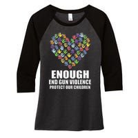 Enough End Gun Violence Protect Our Children Orange Mom Dad Women's Tri-Blend 3/4-Sleeve Raglan Shirt