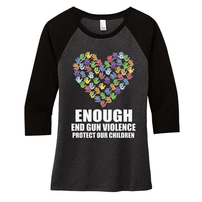 Enough End Gun Violence Protect Our Children Orange Mom Dad Women's Tri-Blend 3/4-Sleeve Raglan Shirt