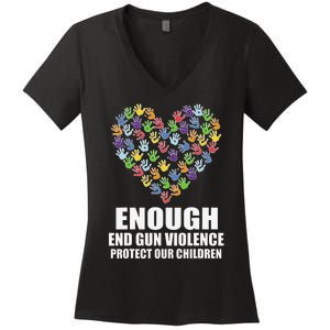 Enough End Gun Violence Protect Our Children Orange Mom Dad Women's V-Neck T-Shirt