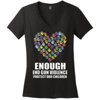 Enough End Gun Violence Protect Our Children Orange Mom Dad Women's V-Neck T-Shirt