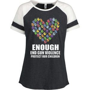 Enough End Gun Violence Protect Our Children Orange Mom Dad Enza Ladies Jersey Colorblock Tee