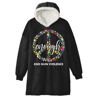Enough End Gun Violence Peace Sign Hooded Wearable Blanket