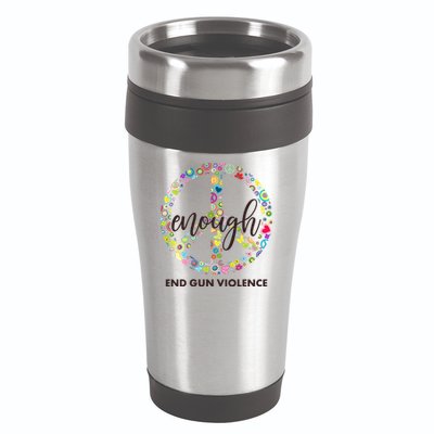 Enough End Gun Violence Peace Sign 16oz Travel Tumbler