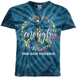 Enough End Gun Violence Peace Sign Kids Tie-Dye T-Shirt