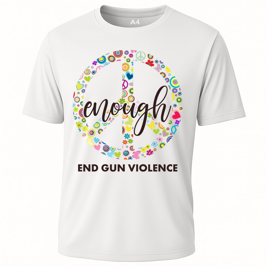 Enough End Gun Violence Peace Sign Cooling Performance Crew T-Shirt