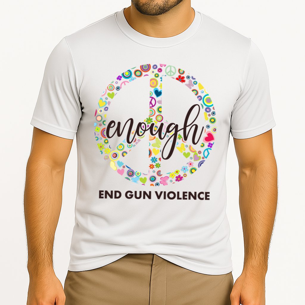 Enough End Gun Violence Peace Sign Cooling Performance Crew T-Shirt