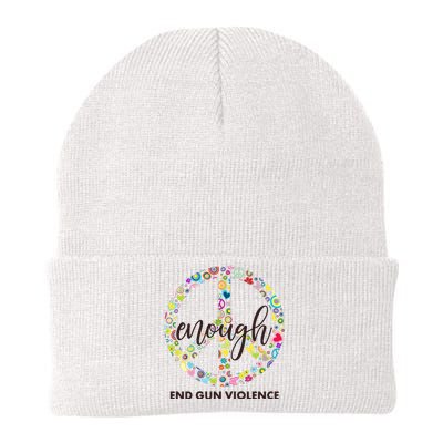 Enough End Gun Violence Peace Sign Knit Cap Winter Beanie