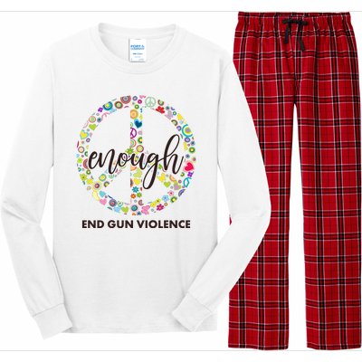 Enough End Gun Violence Peace Sign Long Sleeve Pajama Set