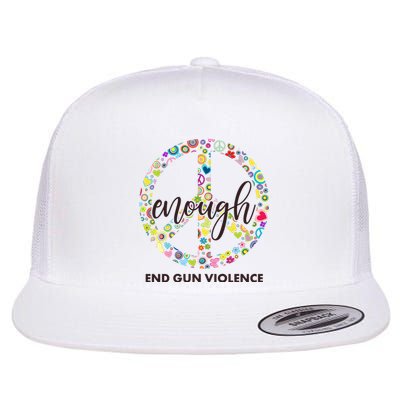 Enough End Gun Violence Peace Sign Flat Bill Trucker Hat