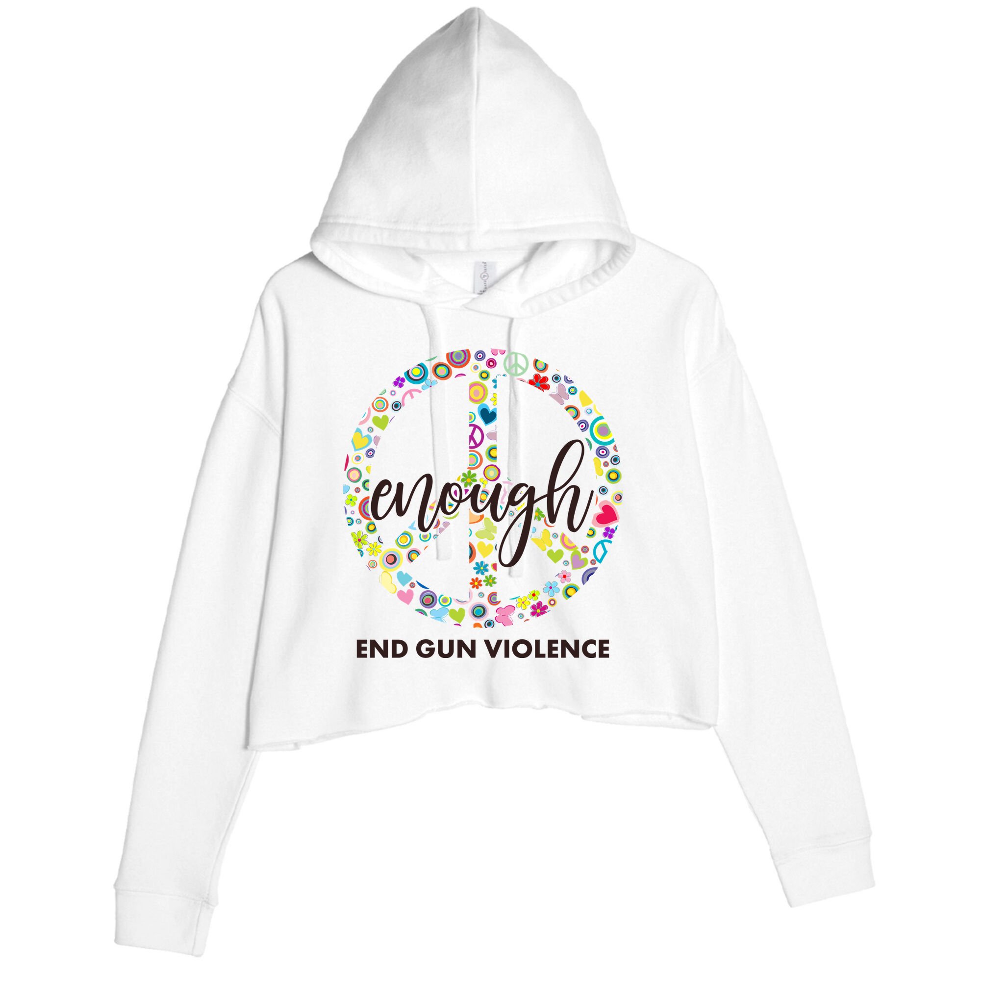 Enough End Gun Violence Peace Sign Crop Fleece Hoodie