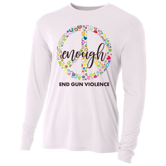 Enough End Gun Violence Peace Sign Cooling Performance Long Sleeve Crew