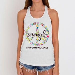 Enough End Gun Violence Peace Sign Women's Knotted Racerback Tank