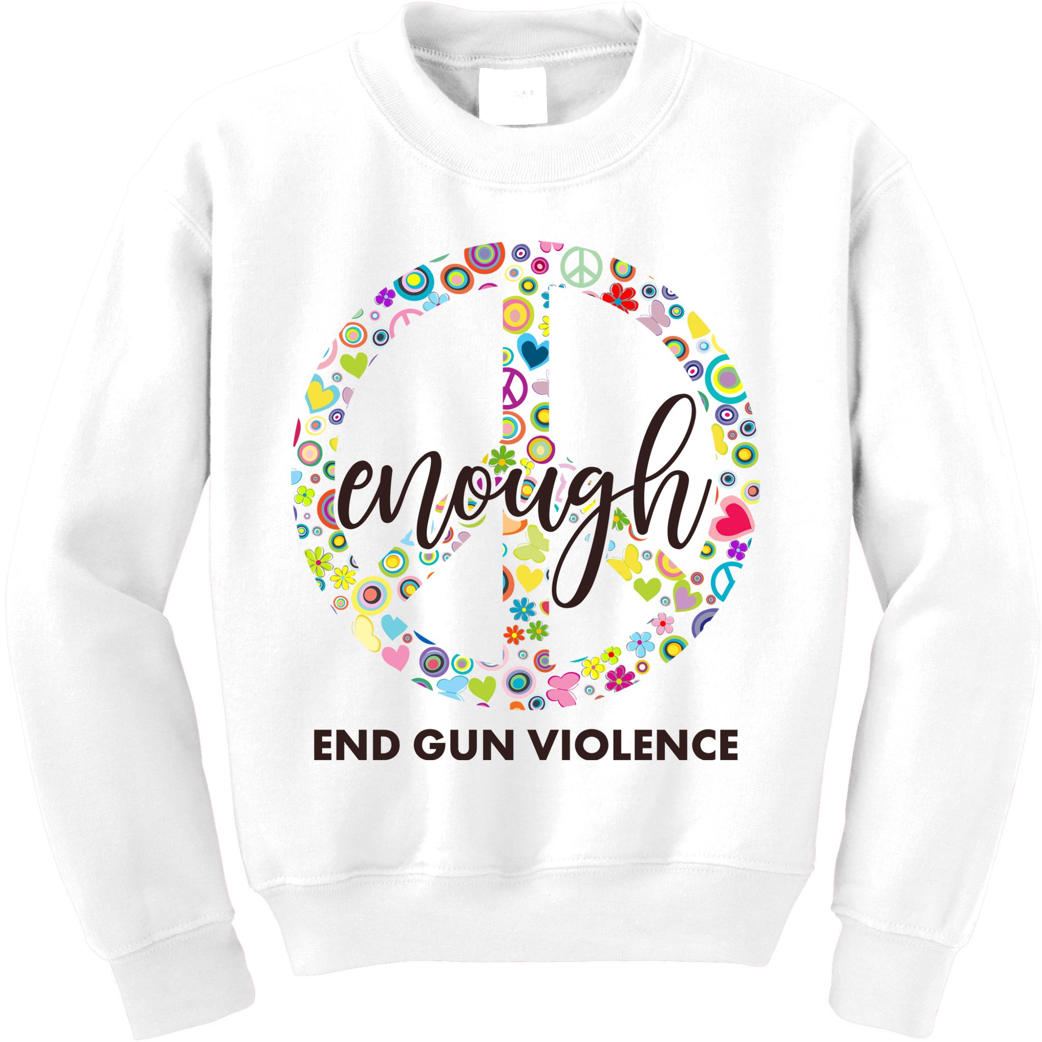 Enough End Gun Violence Peace Sign Kids Sweatshirt