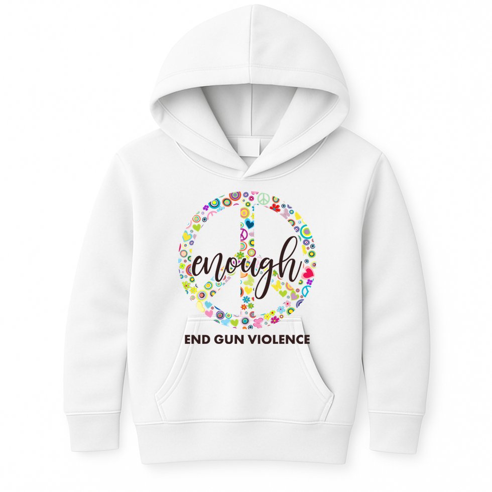 Enough End Gun Violence Peace Sign Kids Hoodie