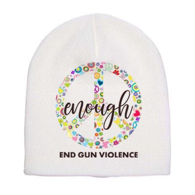 Enough End Gun Violence Peace Sign Short Acrylic Beanie