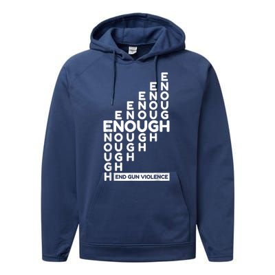 Enough End Gun Violence No Gun Awareness Day Wear Orange Performance Fleece Hoodie