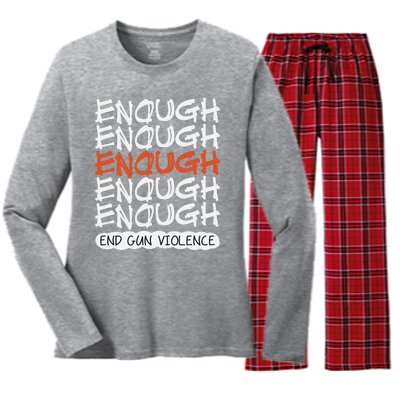 Enough End Gun Violence Orange Shirt Day Women's Long Sleeve Flannel Pajama Set 