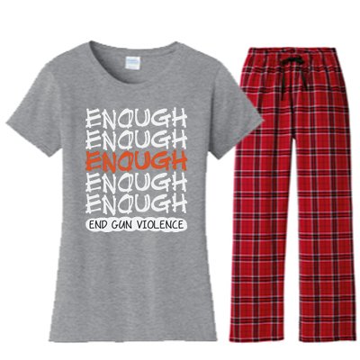 Enough End Gun Violence Orange Shirt Day Women's Flannel Pajama Set