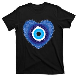 Evil Eye Greek Protect Against Evil Blue Heart Graphic T-Shirt