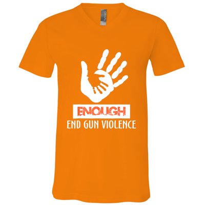 Enough End Gun Violence No Gun Awareness Day Wear Orange V-Neck T-Shirt