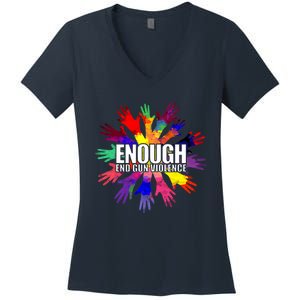 Enough End Gun Violence No Gun Awareness Day Women's V-Neck T-Shirt