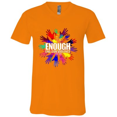 Enough End Gun Violence No Gun Awareness Day V-Neck T-Shirt