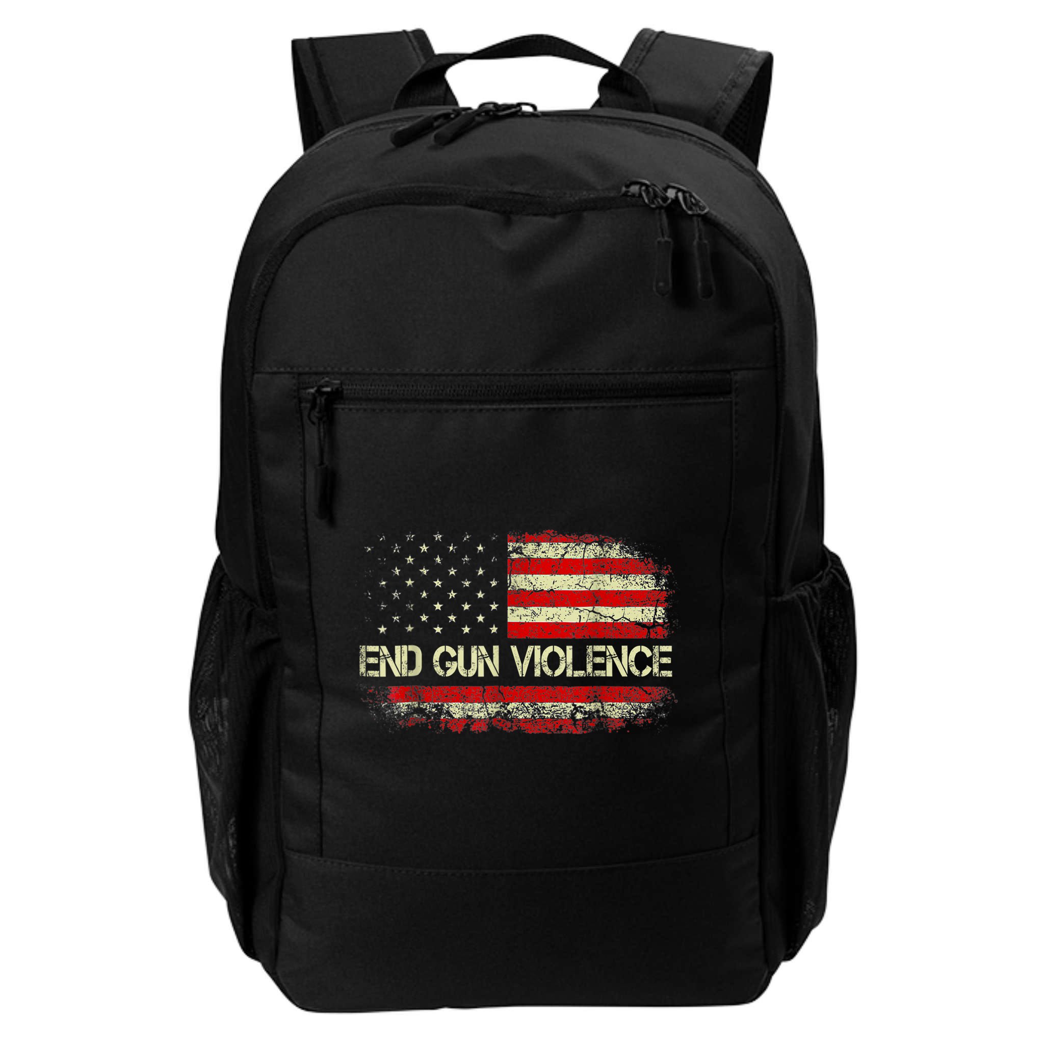 Enough End Gun Violence Awareness Day Wear Orange Vintage America Flag Backpack