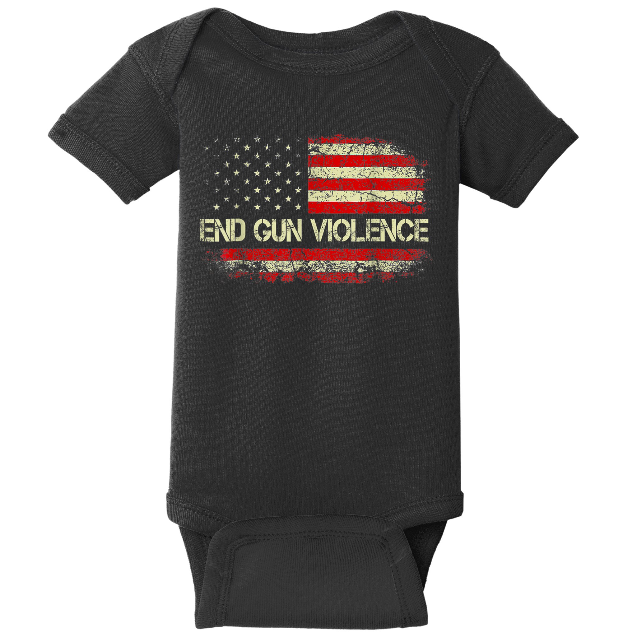 Enough End Gun Violence Awareness Day Wear Orange Vintage America Flag Baby Bodysuit